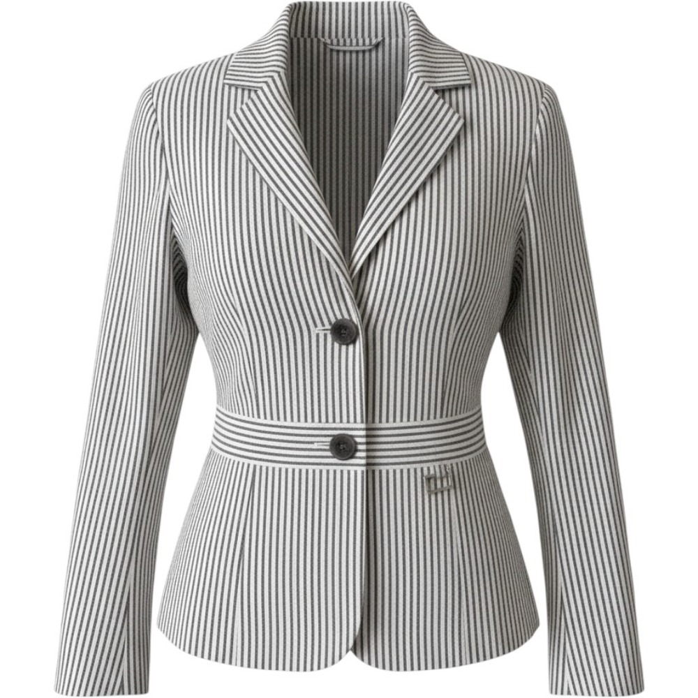 Evie Navy White Striped‎ Two Button Blazer Jacket Size 4